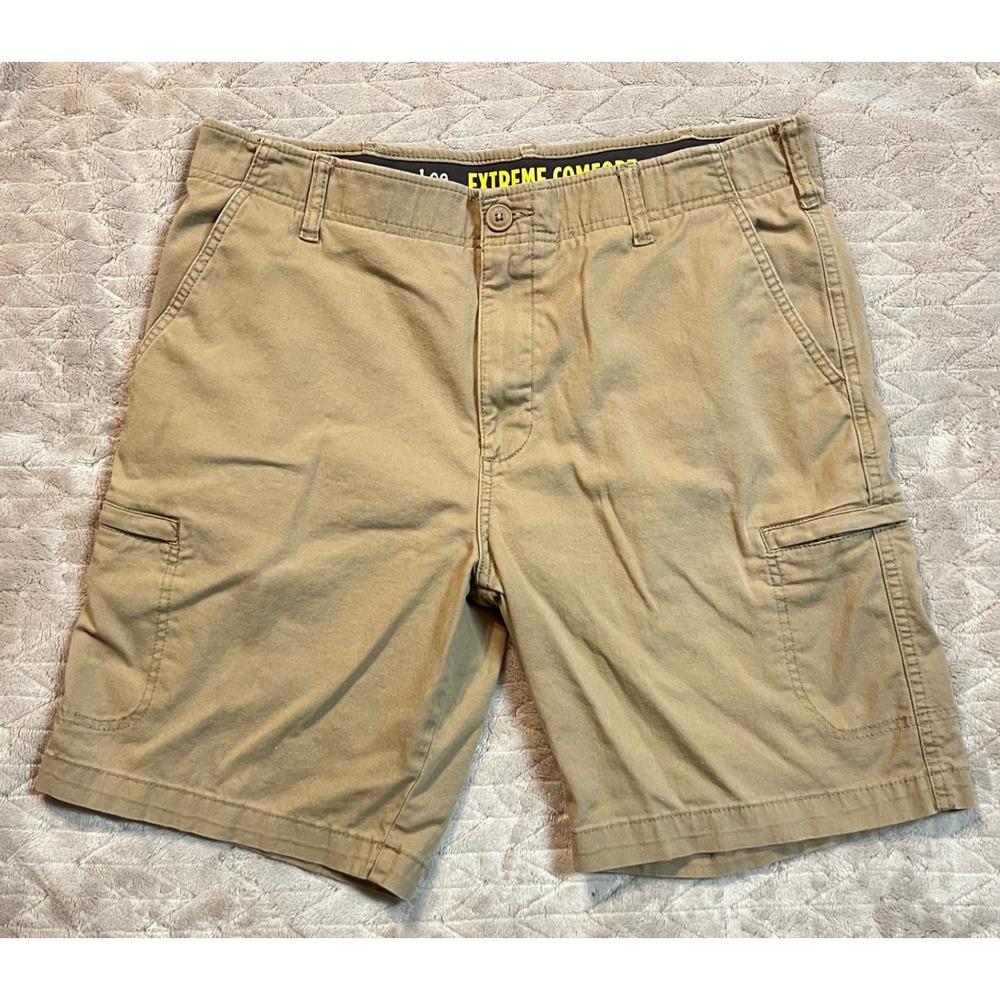 Lee Extreme Comfort Cargo Shorts Mens 36 Khaki Tan Performance Series Stretch